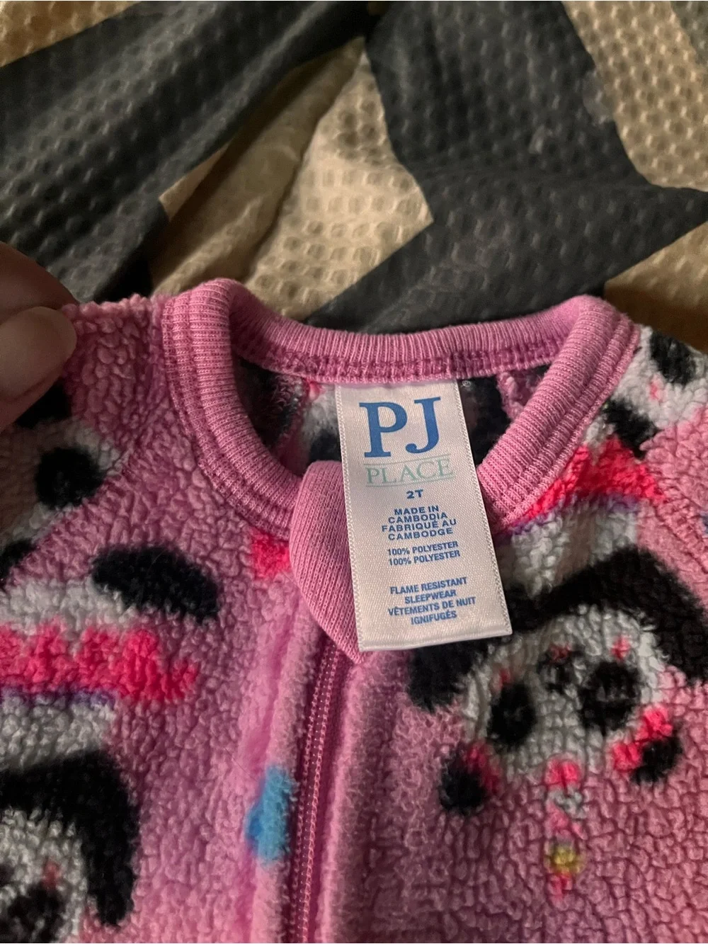 Place Pink and Black Fleece Kids Pajamas